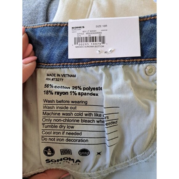 NEW Sonoma Cropped Boot Jeans 16R High Rise Straight Button Fly  Denim Women's - Picture 9 of 9